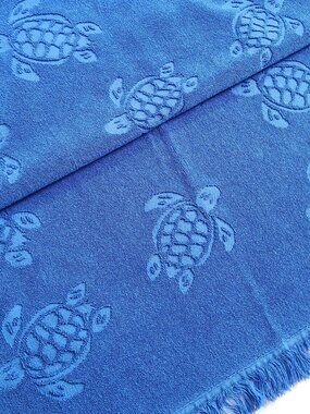 Vilebrequin 100% Organic Cotton Blue Turtles Jacquard Beach Towel 100cm x 180cm